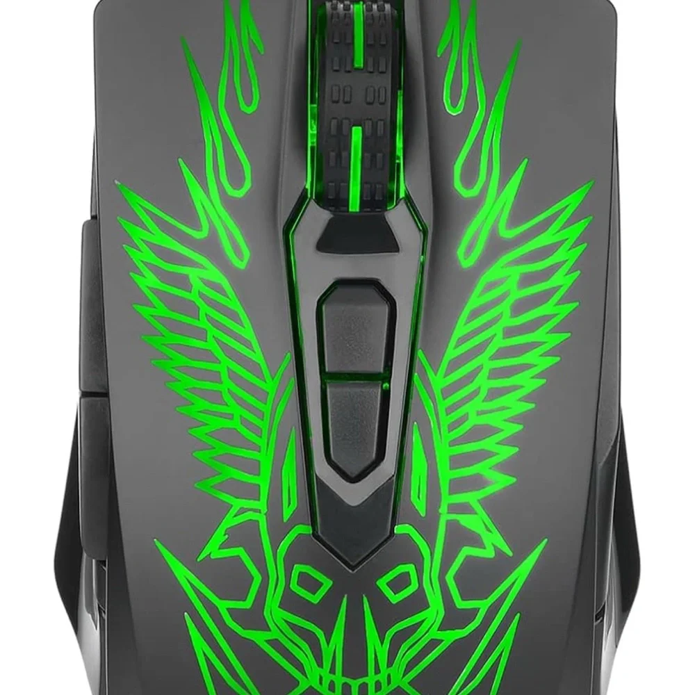 Gaming Mouse with Green LED Design